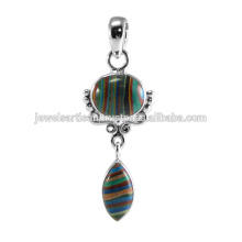 Rainbow Gemstone 925 Sterling Silver Pendant Jewelry